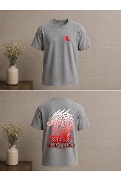 LivaLime Dragon Ancient Blood Red Design Printed Oversize Unisex T-Shirt