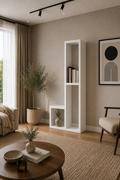 Sheila Concept OSLO Beyaz Modüler Çok Amaçlı Dikey Raf Ünitesi | TV Ünitesi |...