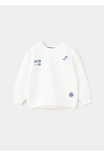 MANGO Baby %100 pamuklu desenli sweatshirt