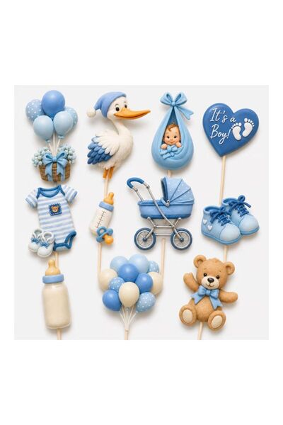 DecoParty Set de decorațiuni pentru tort – Tematică „ITS A BOY”, 11 piese, Ca...