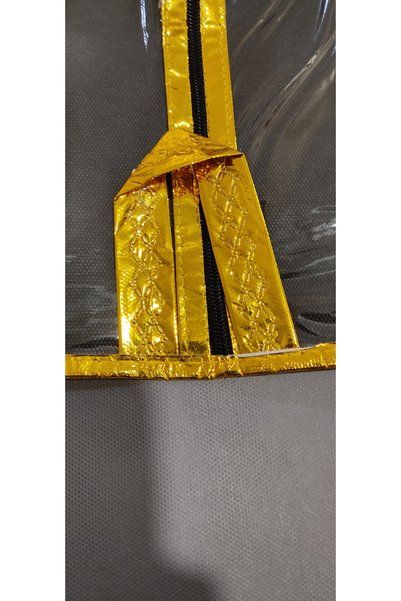 Umut kılıf Evening Dress Cover, Transparent Long Dress Protector and Carrying Pouch, Metallic Gold Edge Strip, 160X64 Cm, Black