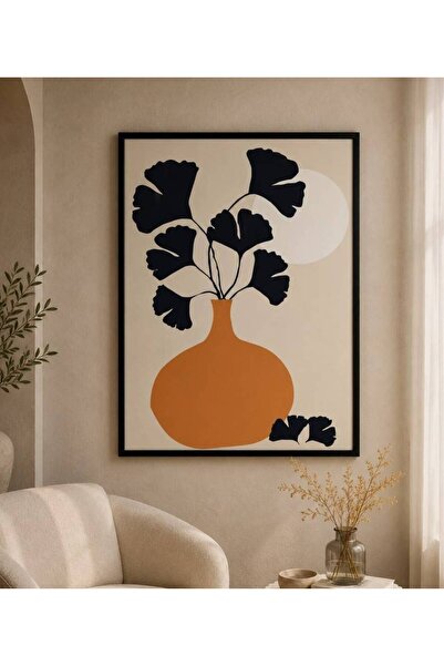 bity thok Modern Wall Art Painting Flower Vase and Ginkgo Leaves Canvas Paint...
