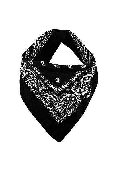 OEM Bandană neagră cu model paisley alb 54x54cm, eșarfă din bumbac