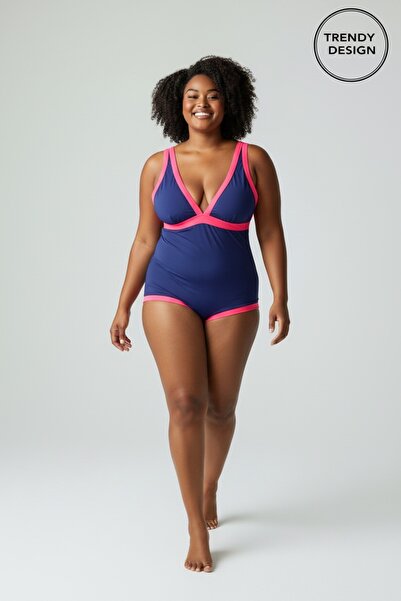 Trendy Design Costum de Baie Întreg cu Efect Modelator cu Decolteu în V și Ma...