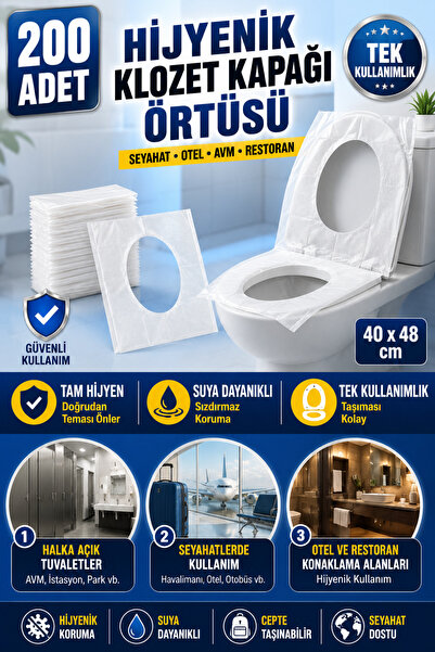 Hane Dostu 200 Adet Tek Kullanımlık Hijyenik Klozet Kapağı Örtüsü Tuvalet Kap...
