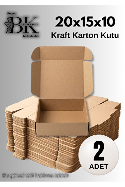 bkistanbul 20x15x10 cm E-Ticaret Kargo Kutusu 2 Adet Kilitli Kraft Kutu 2'li