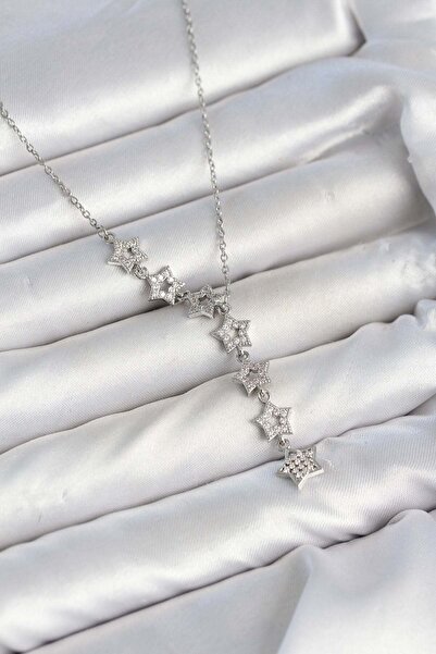 Inure Jewelry قلادة نسائية من الفولاذ 316L موديل ستار باللون الفضي وحجر الزركون