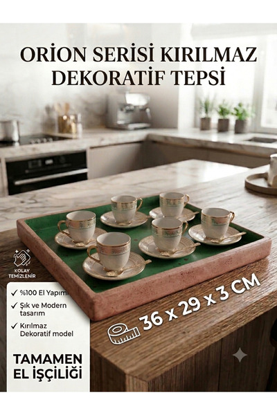 Art By Aslı Orion Series Handmade Unbreakable Presentation Tray - Modern and ...