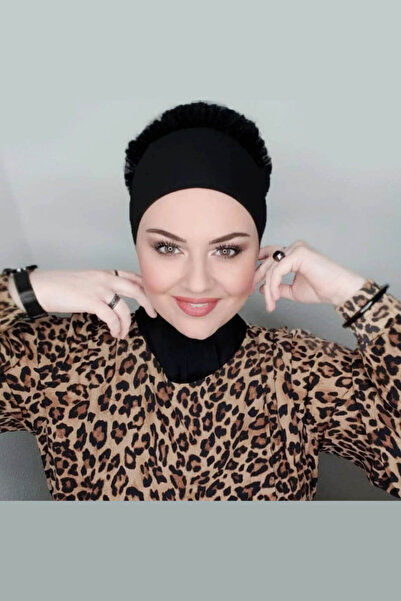 FLORA TEKSTİL Hijab Ruffled Bonnet Bun Shawl Bon23502 - Tr