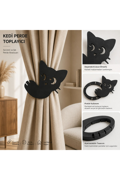 Kedi Figürlü Perde Tutucu