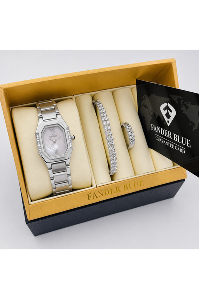 FANDER BLUE Fender Blue Women's Premium 3-Piece Set – All Silver with Pearl W...