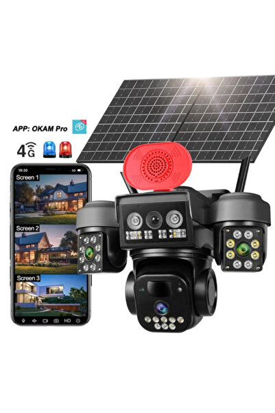BSG TECH Cameră video PTZ 4G 12MP alimentată solar, IP66, unghi de vizualizar...