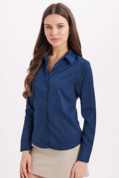 Tudors Women's Slim Fit, Close-Fitting, Classic Collar, Long Sleeve, Lycra, N...