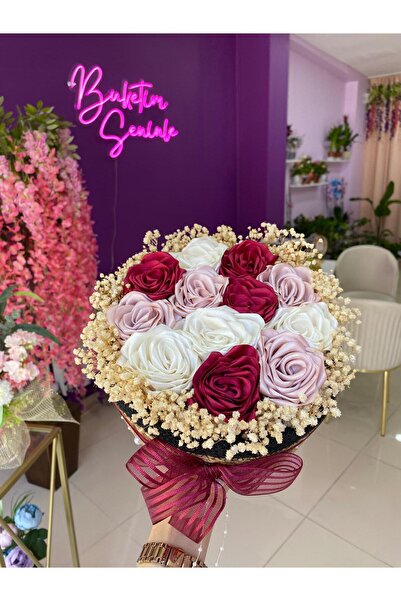 Buketim Seninle Wicker Rose Basket, Gift Item, Wicker Basket Flower Arrangement