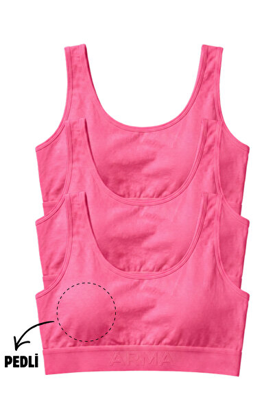 Arma Yıldız Girls' Thick Strapped Training Bra with Removable Pads Half Tank ...
