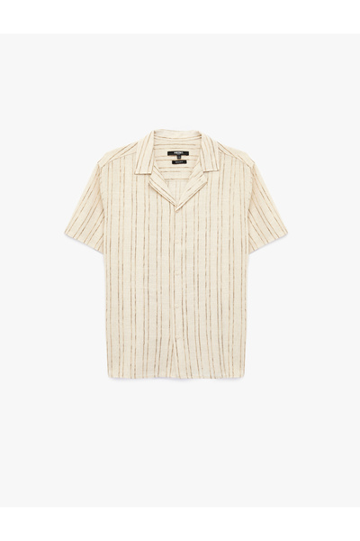 Koton Cotton Regular Fit Turn-Down Collar Short Sleeve Striped Shirt