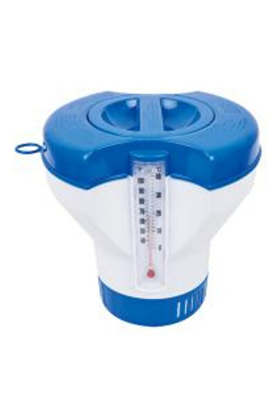 Jilong 9-Inch Floating Pool Chemical Dispenser, Adjustable Chlorine + Thermom...