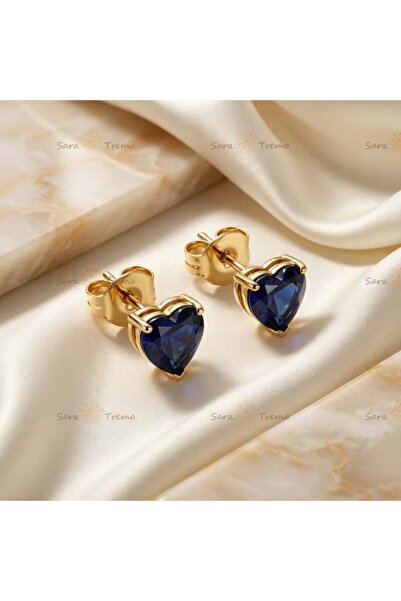 SaraTremo Eternal Sapphire Heart Earrings – 14K Plated Earrings