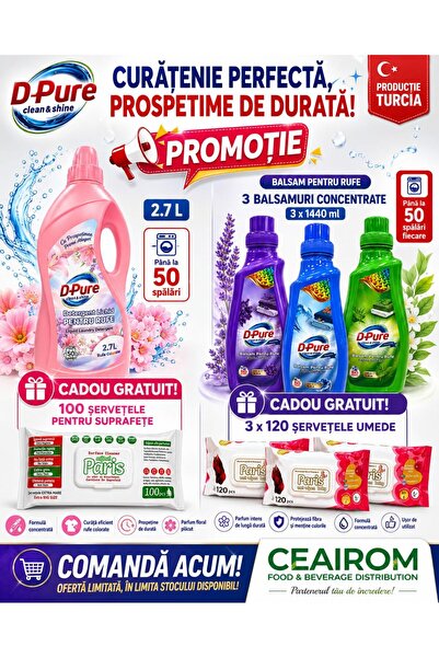 OEM D PURE PROMOTIE DETERGENT RUFE LICHID 50 DE SPALARI CU 3 BALSAM AROME OCE...