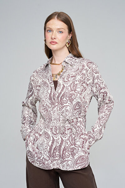 Orfeo Negro Women's Shawl Patterned Waist-Tie Shirt