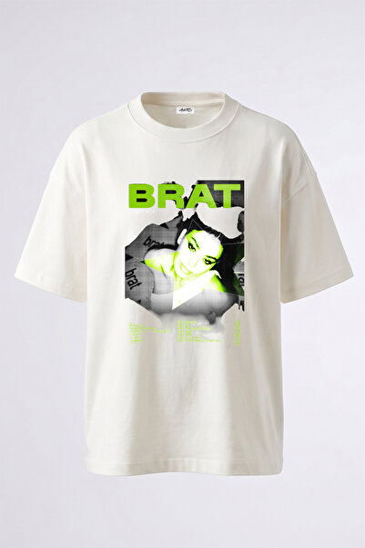Anetos Charli XCX Brat Design štampana velika bela majica