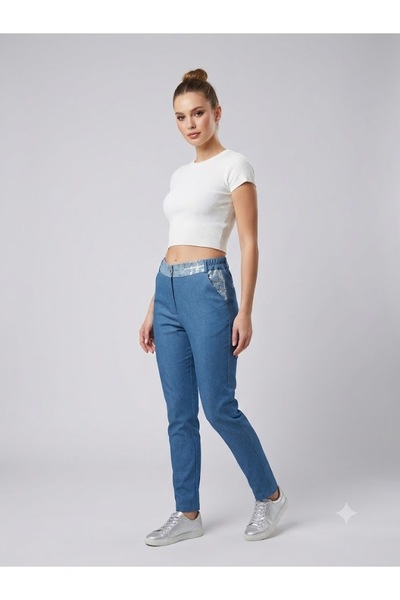 centilmen Ysati̇s Women's Denim Trousers with Sequins and Glitter Detail and ...