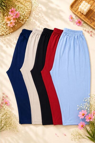 Pi Giyim Women's 5-Pack Solid Color Viscose Fabric Below-Knee Capri Leggings ...
