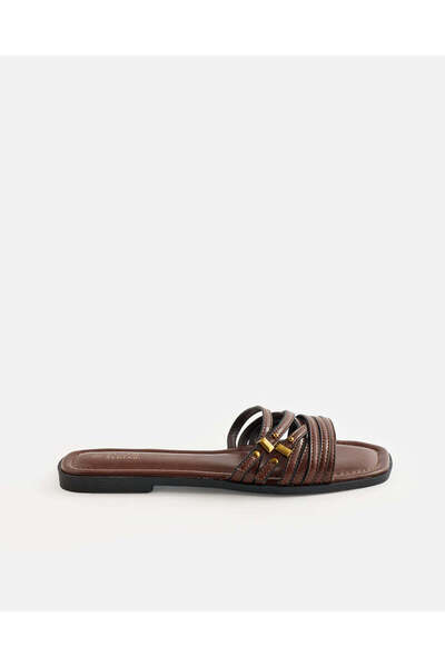 REDTAG Women Brown Textured Flat Strappy Sandals