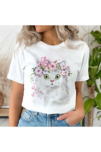 Orielle Tricou Pisica Alb