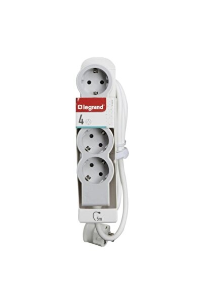 Legrand Prelungitor, 4 prize, cablu 3x1.5mm, lungime cablu 5m, Alb/Gri