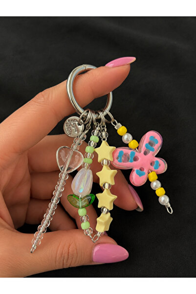 Viranes Bag Ornament with Butterfly, Pearl, Tulip Figure and Star, Keychain, ...