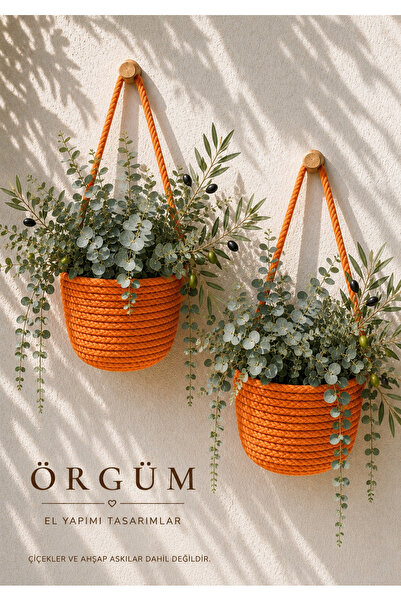 EGE ÖRGÜM Saksılık Mini Dekoratif Sepet 2'li Mini Çiçeklik 12x10 Cm(BİTKİLER ...