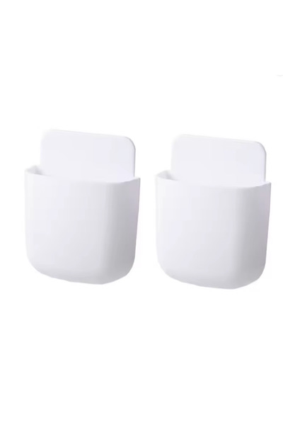 Choice3 2PCS White Wall Mounted Storage Box Mobile Phone Plug Holder Stand Ra...