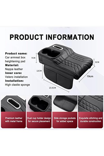 Generic 1 Leather Anti Scratch Car Armrest Cover Center Console Organizer Cup Holder Universal Non Slip