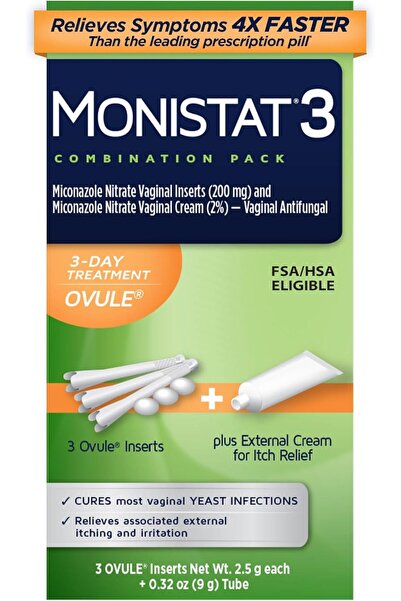 Monistat 3-Dose Yeast Infection Treatment, 3 Ovule Inserts and External Itch ...