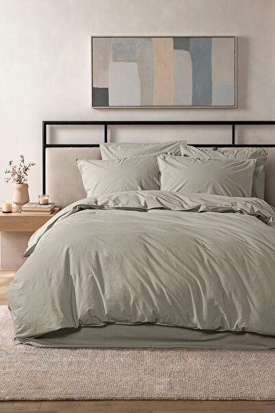 First Choice Arrow 100% Organic Washed Cotton Double Duvet Cover Set