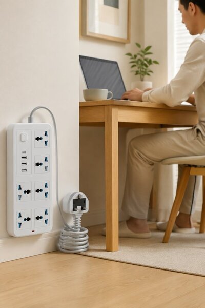 Generic 6 Outlet Power Strip Surge Protector 3 Usb Type C 2500W 2M Extension ...