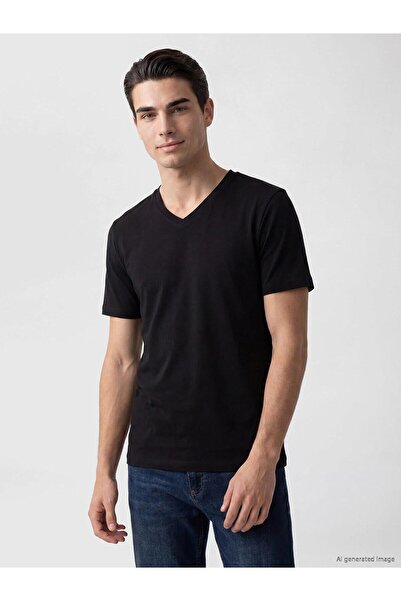 LC Waikiki V-Neck Combed Cotton Men's T-Shirt (W6)