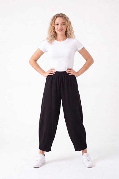dolcemix Women's Carrot Model Muslin Gabardine Mixed Comfortable Cut Pants