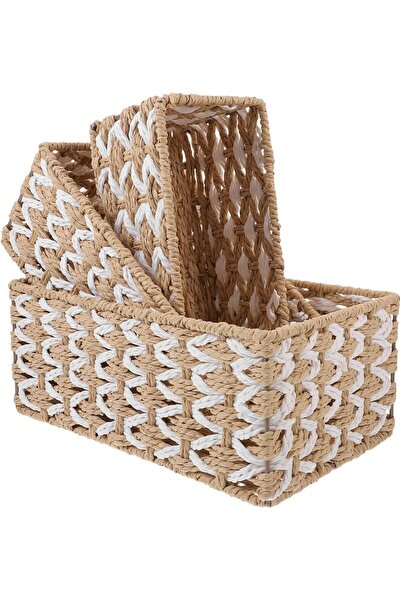 AZONEE Woven Basket for Organization, 3 Pieces of Storage Baskets Made from R...