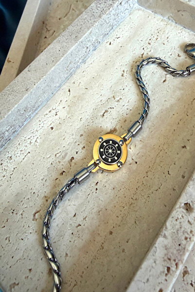 MOONİ ACCESSORİES سوار رجالي من الفولاذ بتصميم بحار فاخر مع مؤشر اتجاه البوصل...