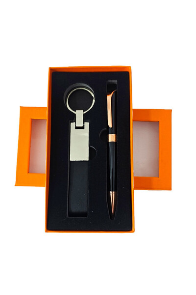 velve Set Gentleman 2 piese, pix si breloc metalic, Negru