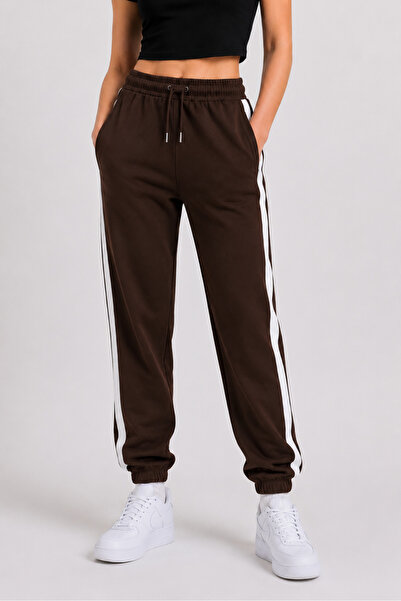EYAX MODA Women's Striped Elastic Waist Trackpants