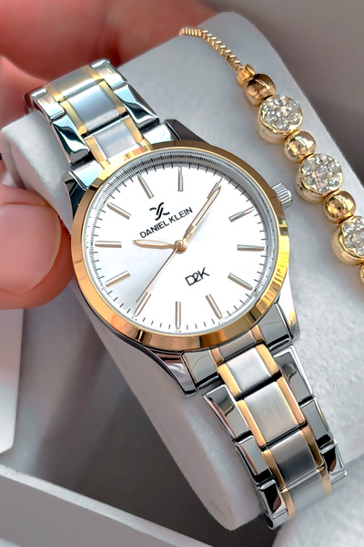 Daniel Klein Original Women's Watch Silver Gold Color - Steel Strap - Japanes...