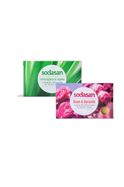 Sodasan Organic Soaps Package – Lemongrass and Ginger 100 g + Roses and Geran...