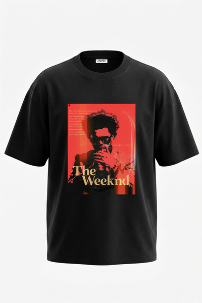 Anetos The Weeknd_42 Design Printed Oversize Black T-Shirt
