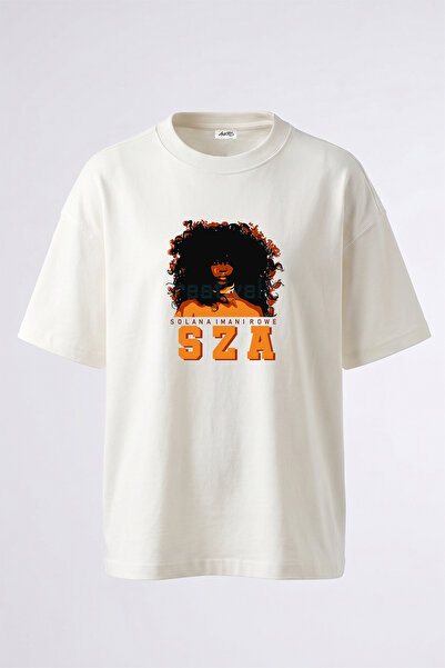 Anetos Sza_2 Design Printed Oversize White T-Shirt