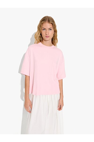 PARFOIS Kadın Cepli Düz Pamuklu T-Shirt