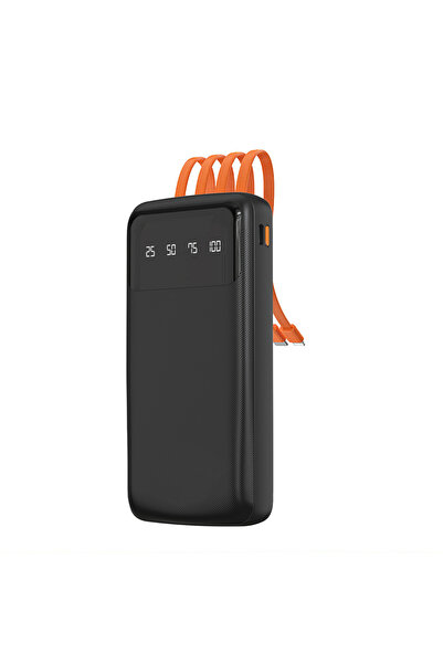 DUDAO K6Pro 10000mAh Външна батерия с USB-C, Lightning и Micro USB кабели, Черен
