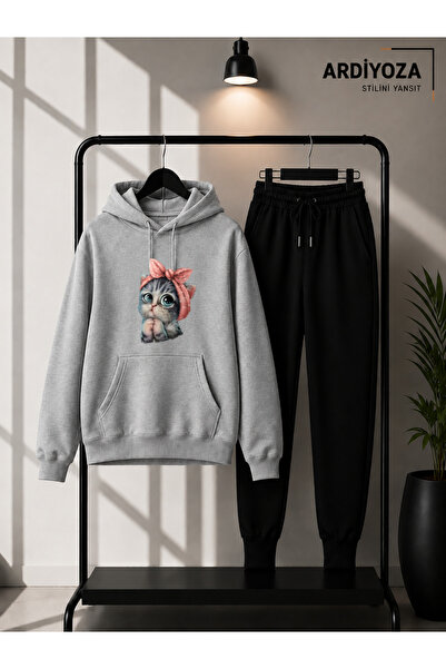 SILATU Qwim Cat Printed Winter Set (Sweat Suit-Sweat)